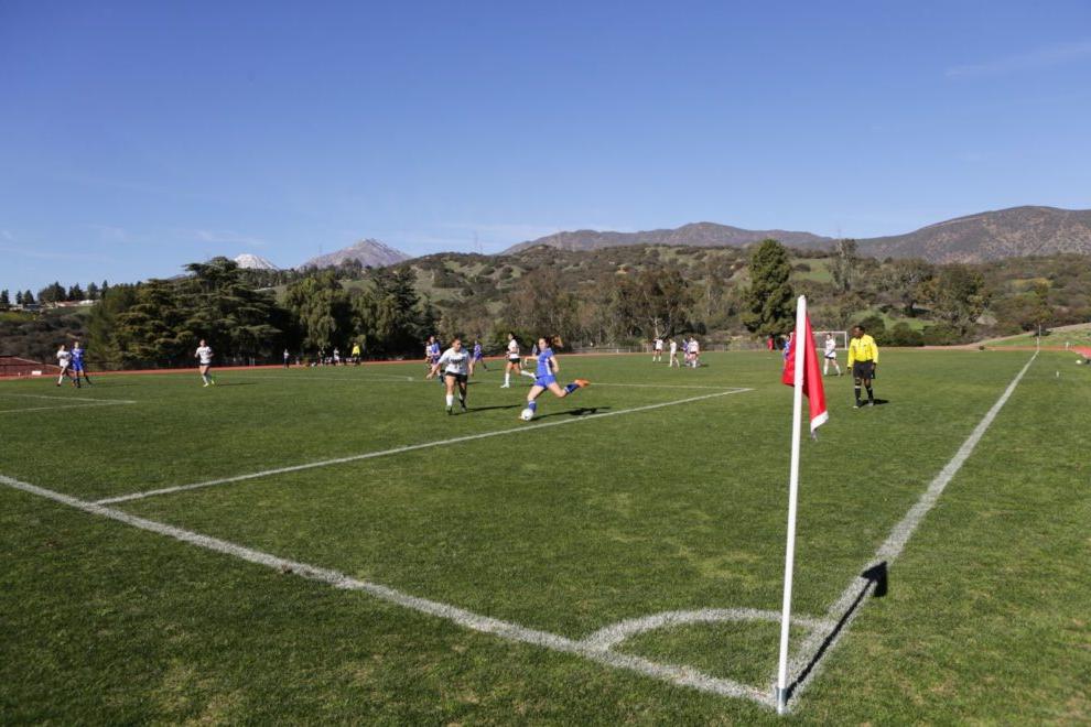 VWS soccer and Faculty Field beneath the foothills